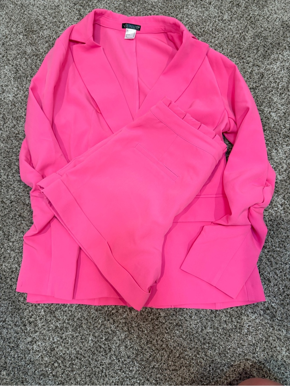 VENUS Pink Women's Blazer Jacket and Short Set